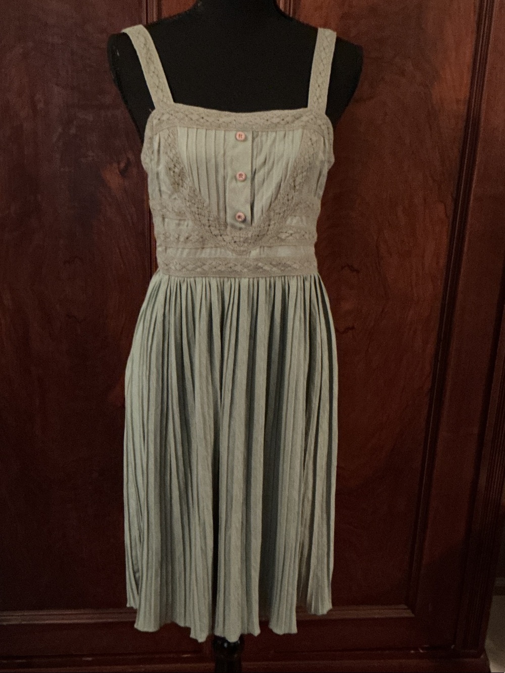 Matilda Jane With Joanna Gaines Sage Green Lace-Trim Midi Dress